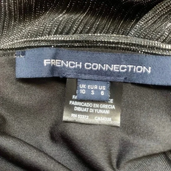 French Connection Marcelle Metallic V Neck Dress Charcoal Silver Size 6 NWT - Picture 10 of 14